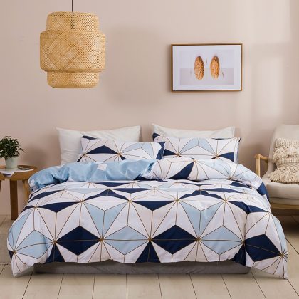 Korean Style Geometric Pattern Bedding Set, Double Size