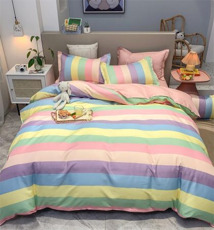 Rainbow Cartoon Printed Bedding Set, Single Size